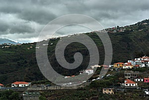 Houses above cliff, madeira island orography