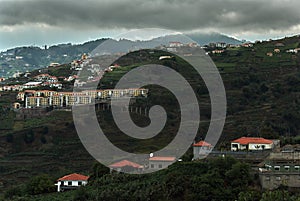 Houses above cliff, madeira island orography