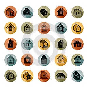 Houses abstract icons, can be used in advertising and as branding in real estate business and construction. Set of simple