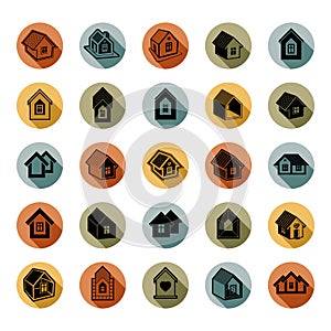 Houses abstract icons, can be used in advertising and as branding in real estate business and construction. Set of simple