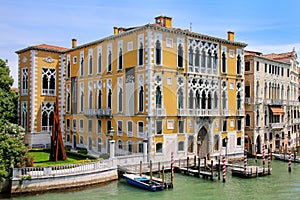 Houses along Grand Canal in Venice, Italy