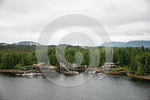 Houses along Inside Passage, Alaska