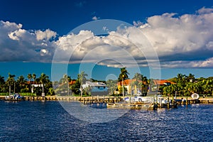 Houses along the Intracoastal Waterway in West Palm Beach, Florida.