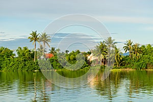 Houses along the Thu Bon river near Hoi An