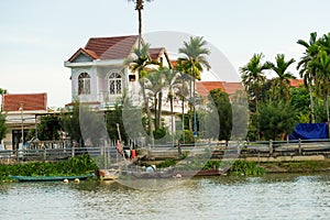 Houses along the Thu Bon river near Hoi An