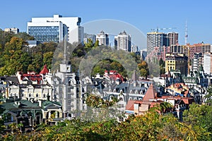 Houses on Andreevsky Spusk in the old city photo