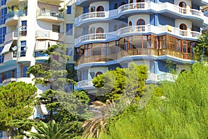 Houses and balconies in Saranda, Albania