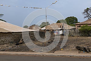 Houses in the Bandim neighbourhood in the city of Bissau, Guinea-Bissau.