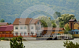 Houses on the bank of the river Volga