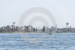 Houses on the banks of Nile river. Cairo Egypt. View from the river