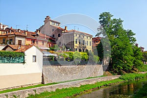 Houses on the banks of water canal in Padua