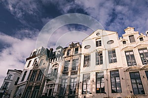 Houses in Brussels, street with traditional architecture