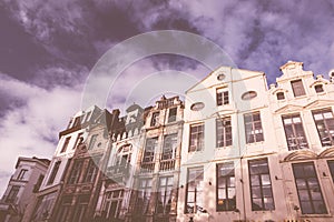 Houses in Brussels, street with traditional architecture