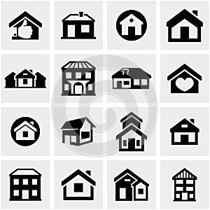 Houses and buildings icons set. Real estate.