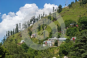 Houses, buildings on mountain slope