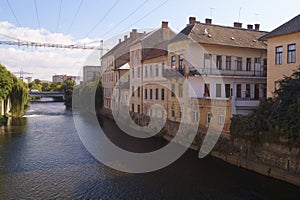 Houses built on the waterfront - Cluj Napoca, KolozsvÃ¡r, Klausenburg, Transylvania, Romania