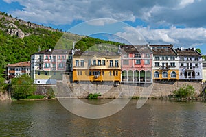 Houses in the Bulgarian city Lovech built along the Osam river