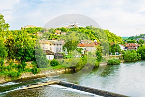 Houses in the Bulgarian city Lovech built along the Osam river...IMAGE