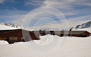 Houses buried in snow,pyrenees spain