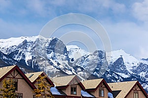 Houses in the Canadian Rockies of Canmore, Alberta, Canada photo