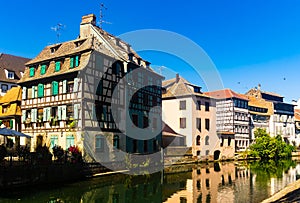 Houses and canals of French town Strasbourg