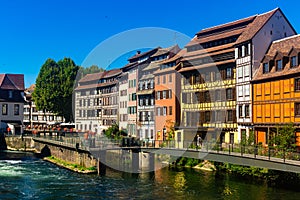 Houses and canals of French town Strasbourg