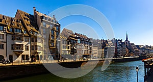 Houses and canals of French town Strasbourg