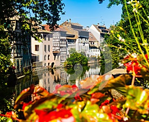 Houses and canals of French town Strasbourg