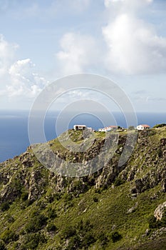 Houses on cliff Saba Dutch Netherlands Antilles