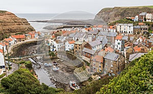 Houses clustered together in Staithes