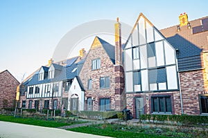 Houses in cottage style in a newly built neigbourhood