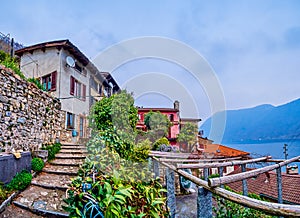 Houses and courtyards of old Gandria, Switzerland