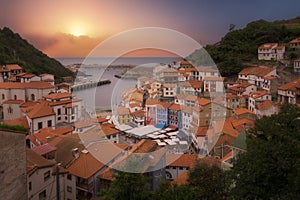 Houses in Cudillero port in Asturias photo