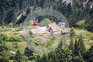 Houses damaged by ground erosion on Tara mountain