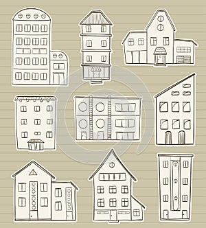 Houses doodle sketches photo