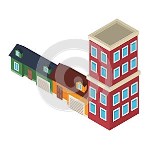 Houses and edifices isometric photo