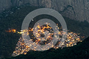 Houses in Favela in the Evening