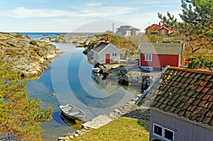 Houses of fishermen on the sea bay