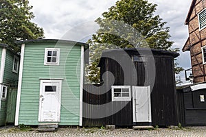 Houses in Fiskehoddorna, traditional fish market in Malmo, Sweden