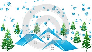 Houses, forest and snow, wintertime, video