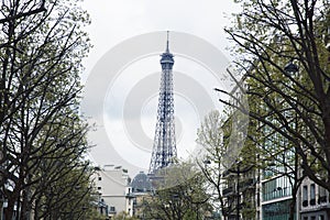 Houses on french streets of Paris. citylife concept, black balcony lace