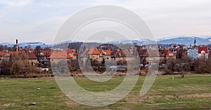 Houses in front of the Giant Mountains, Jelenia Gora, Poland