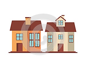 Houses fronts facades isolated icons