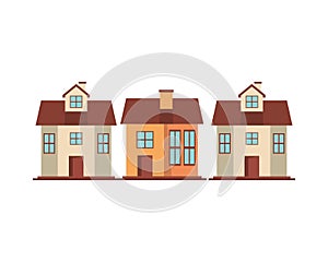 Houses fronts facades isolated icons