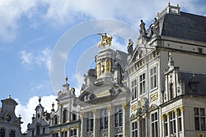 Houses of the Grand Place in Brussels. The inscription in French in capital letters Brewers House