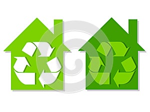 Houses Green Recycle Symbols