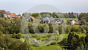 Houses in the greeneries and fields