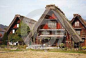 Houses in historic village Shirakawa-go,