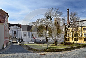 Houses in the historical part, town Jindrichuv Hradec, southern Bohemia