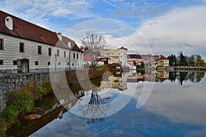 Houses in the historical part, town Jindrichuv Hradec, southern Bohemia